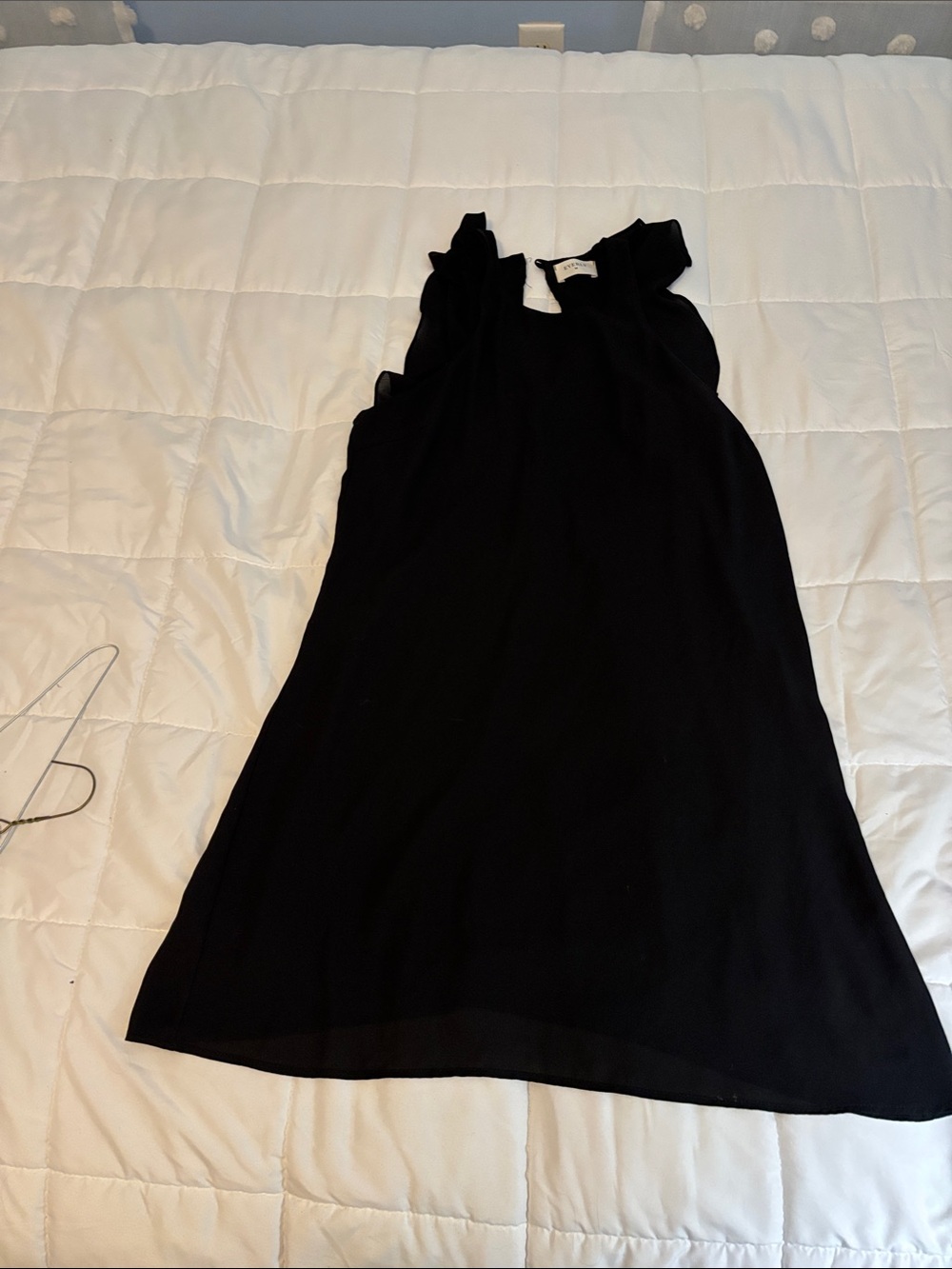 Everly Black Sleeveless Ruffle-Shoulder Tunic
